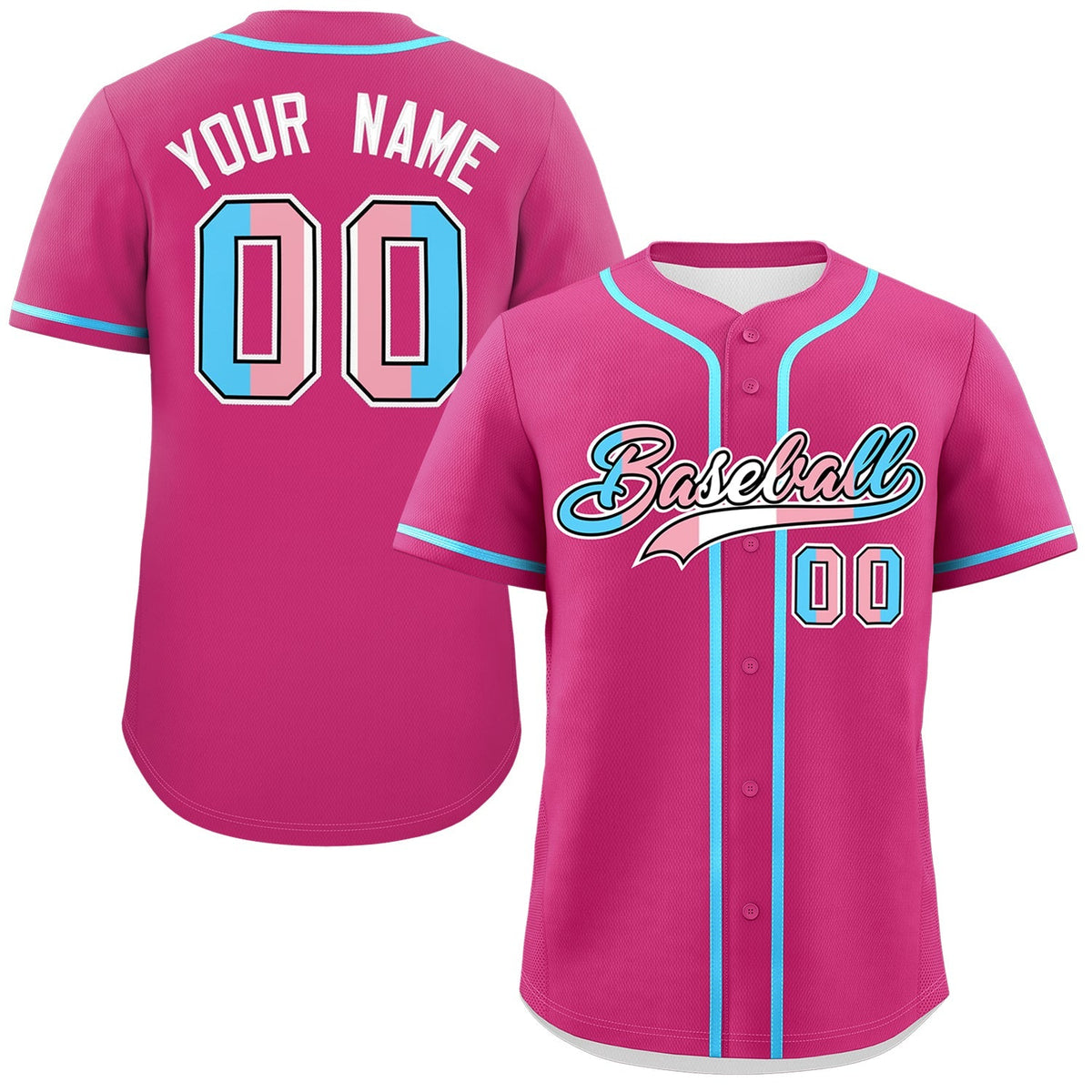 Custom Rose Red Powder Blue Transgender For Pride Month Classic Style Baseball Jersey| KXKSHOP