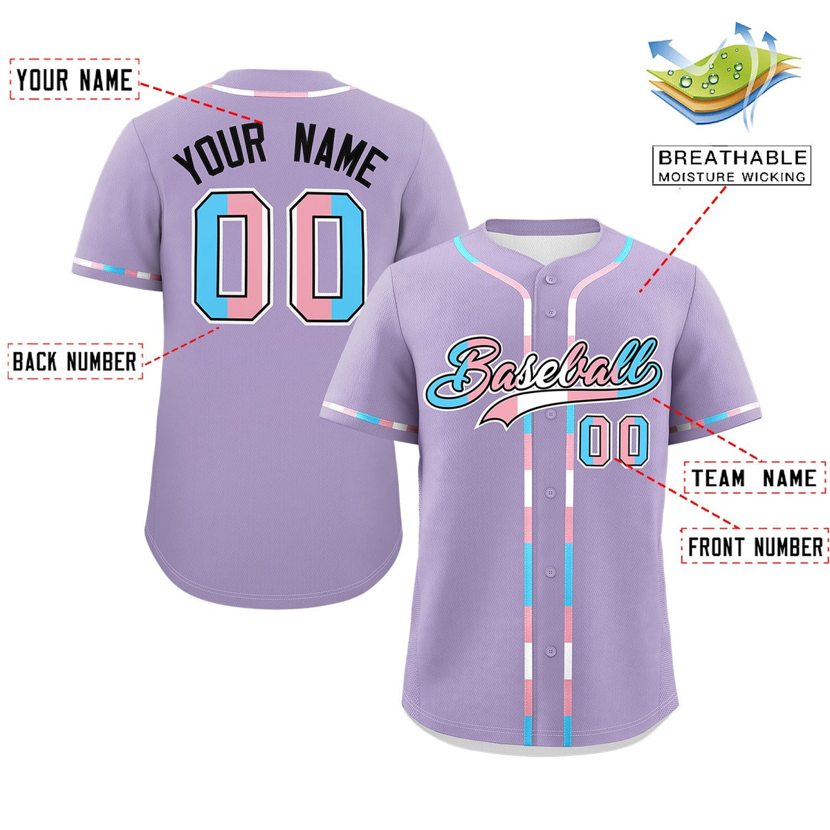 Custom Light Purple Transgender For Pride Month Classic Style Baseball Jersey| KXKSHOP