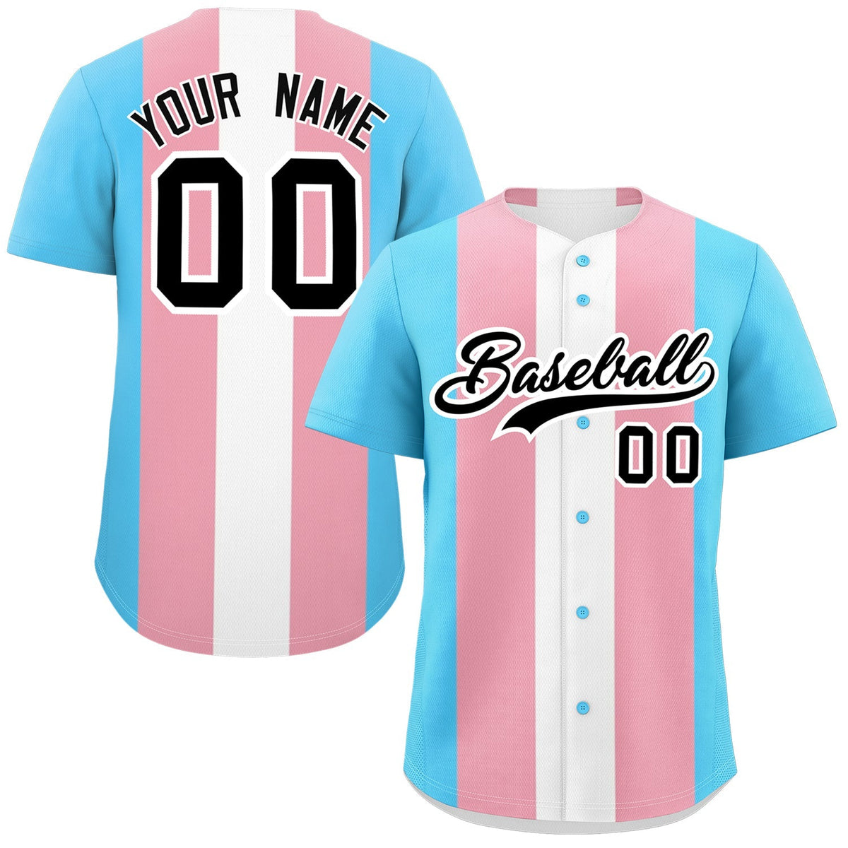 Custom Blue Light Pink White Transgender For Pride Month Classic Style Baseball Jersey| KXKSHOP