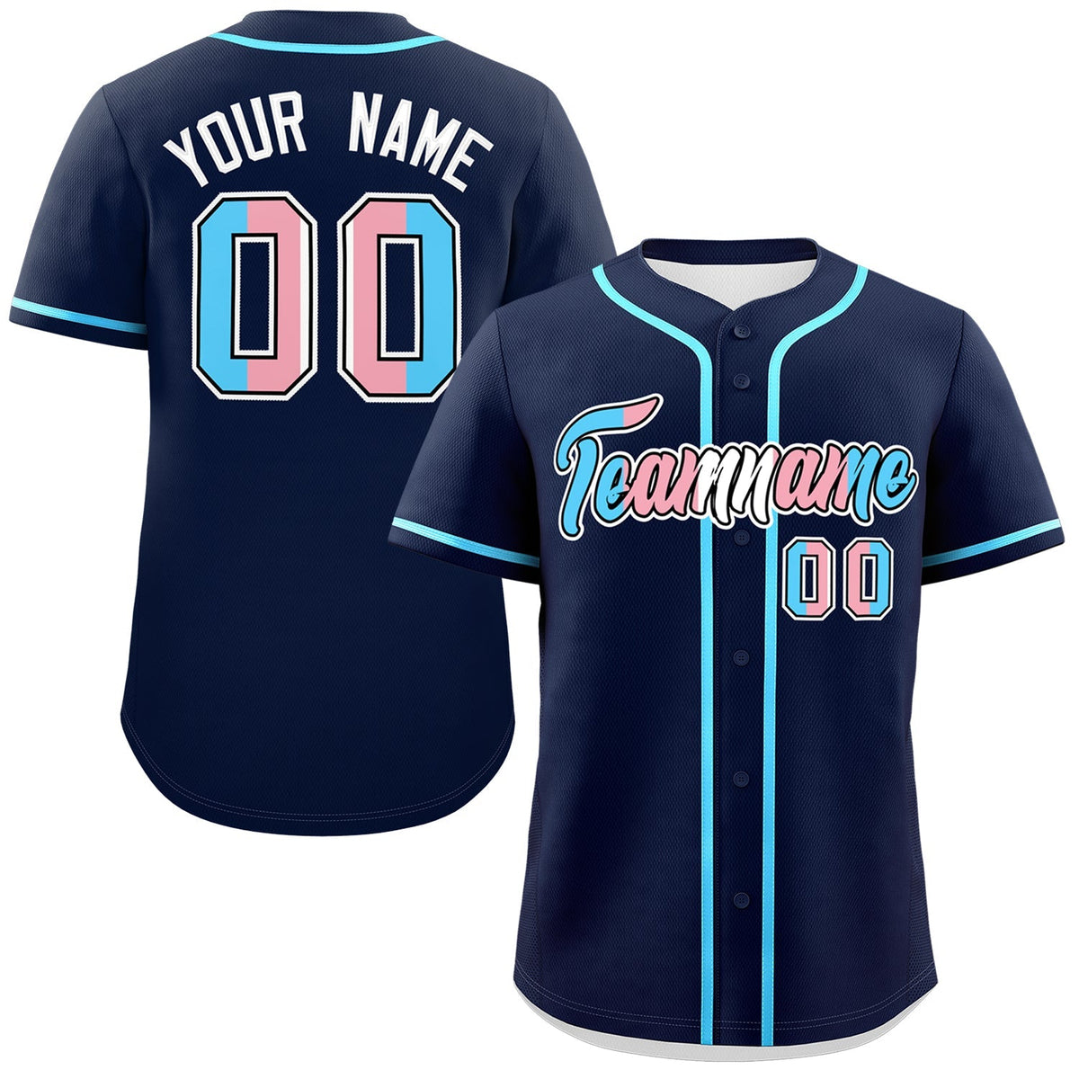 Custom Navy Powder Blue Transgender For Pride Month Classic Style Baseball Jersey| KXKSHOP