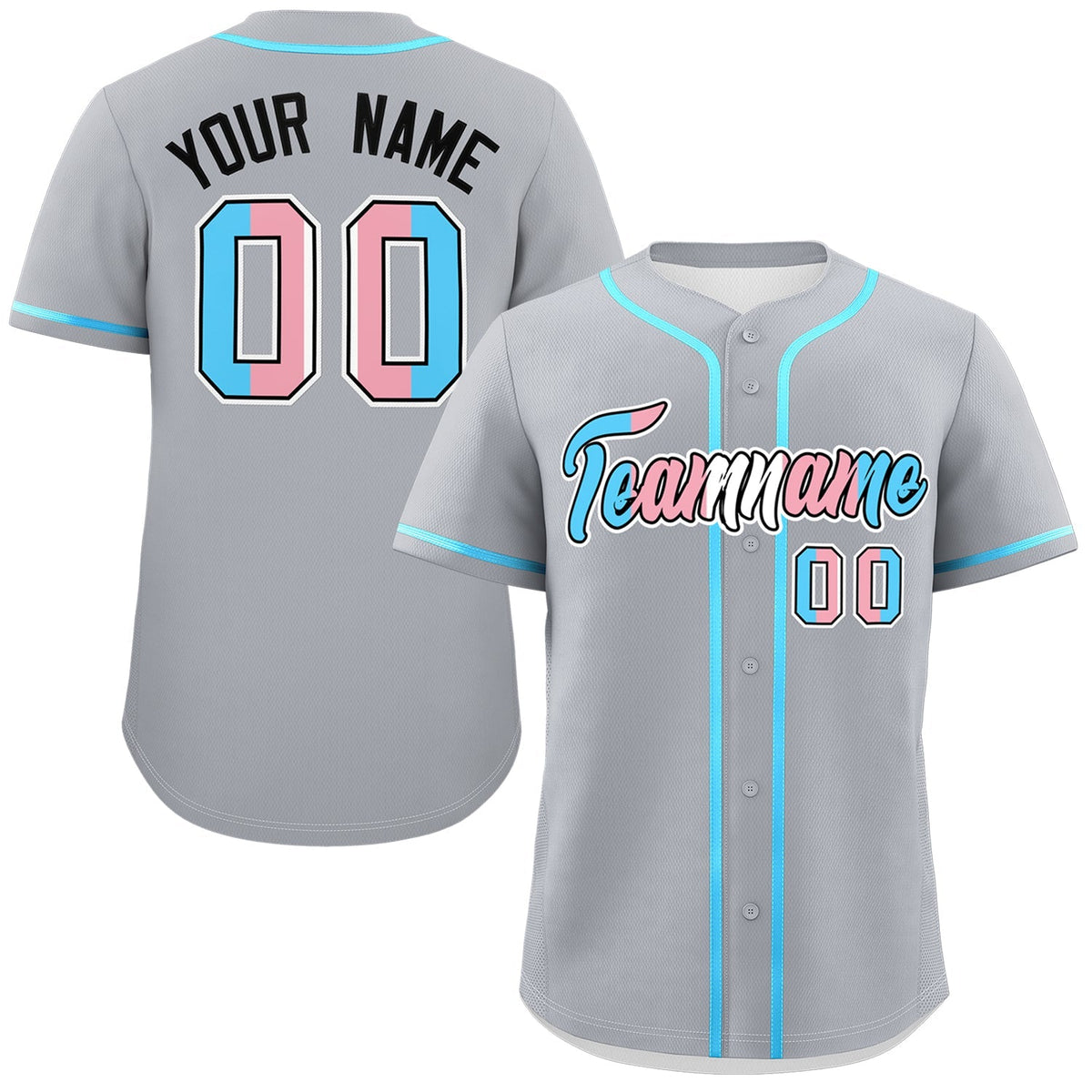 Custom Gray Powder Blue Transgender For Pride Month Classic Style Baseball Jersey| KXKSHOP