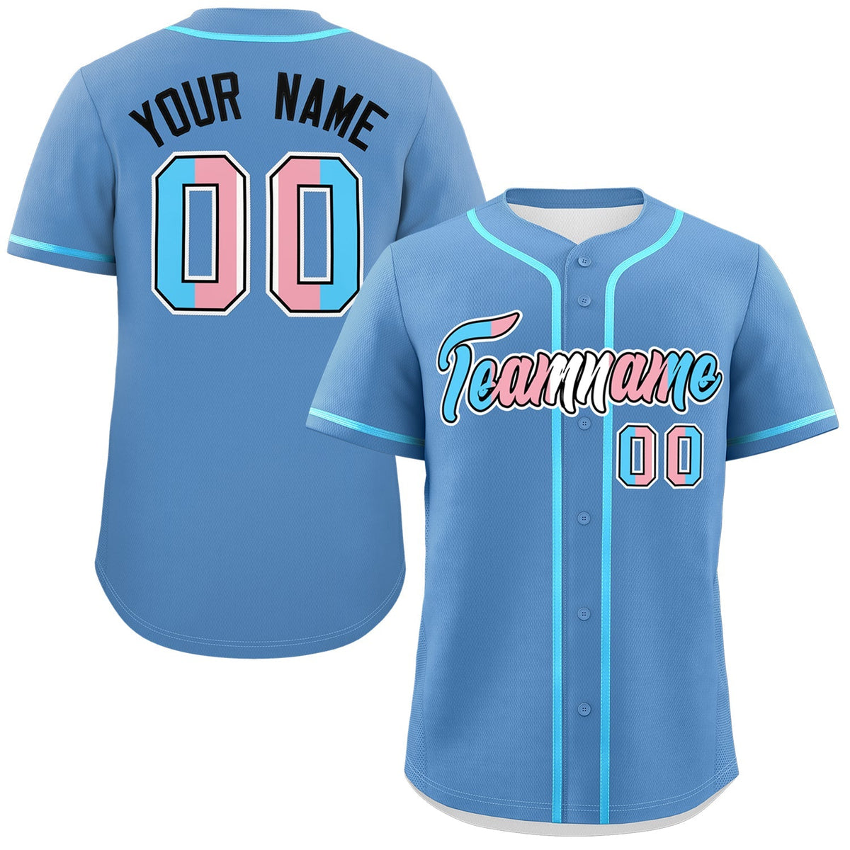 Custom Light Blue Powder Blue Transgender For Pride Month Classic Style Baseball Jersey| KXKSHOP