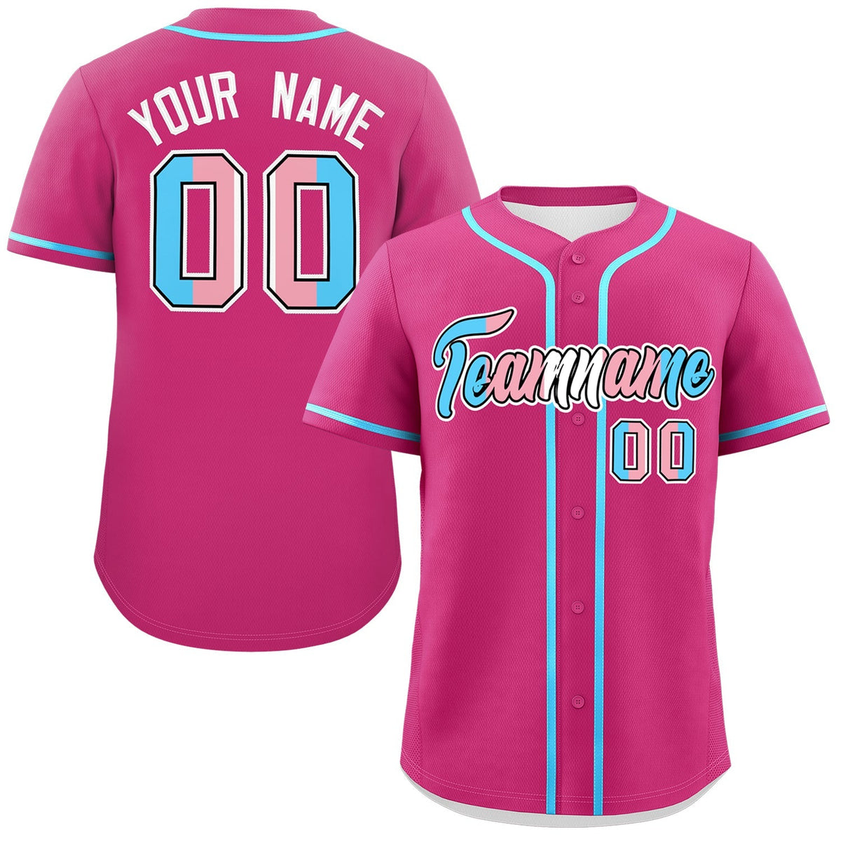 Custom Rose Red Powder Blue Transgender For Pride Month Classic Style Baseball Jersey| KXKSHOP