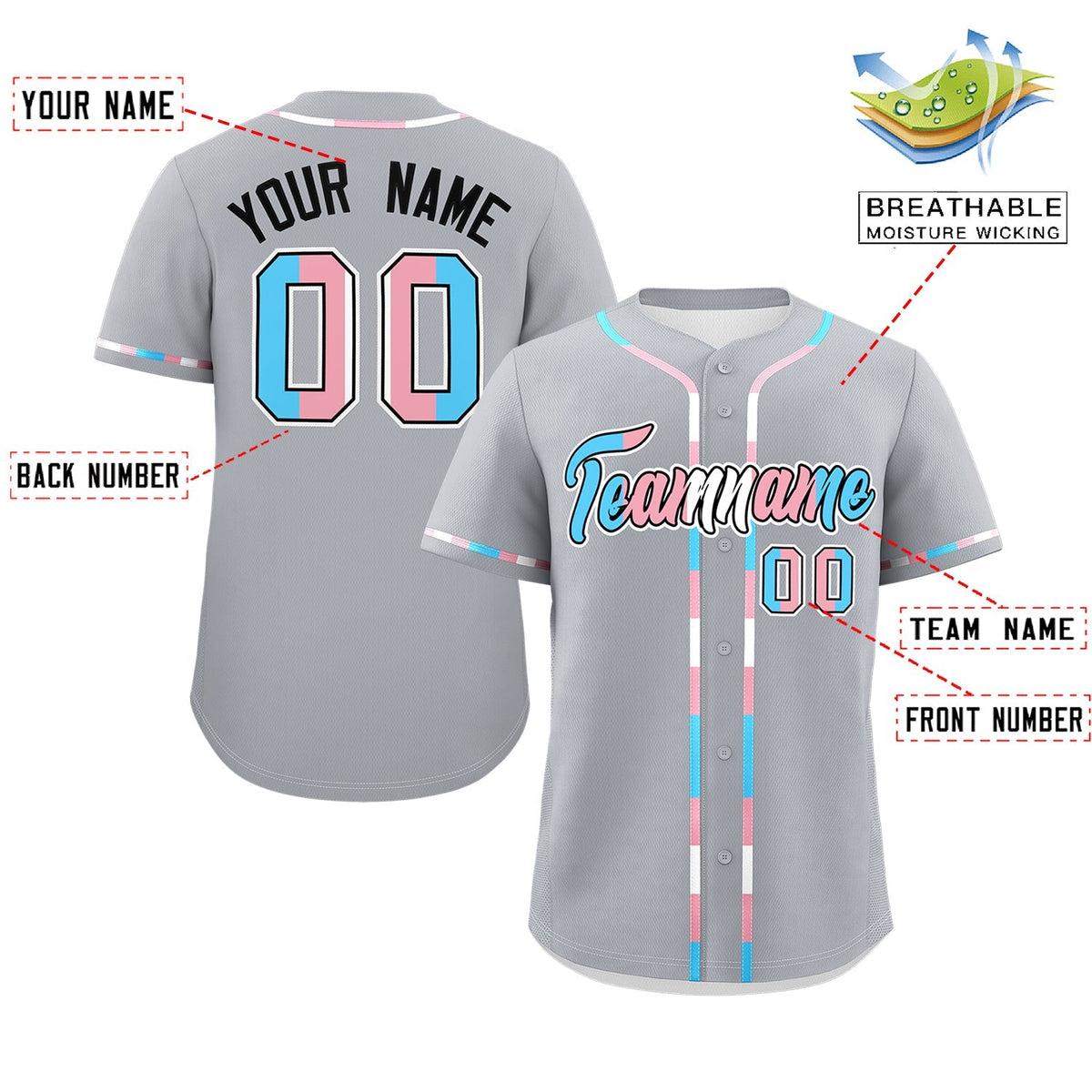 Custom Gray Transgender For Pride Month Classic Style Baseball Jersey| KXKSHOP