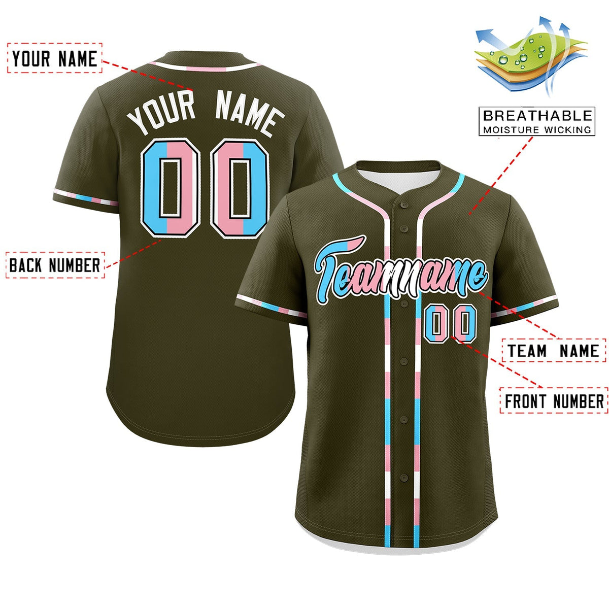 Custom Olive Transgender For Pride Month Classic Style Baseball Jersey| KXKSHOP