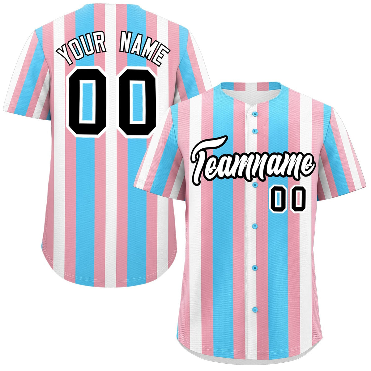 Custom White Light Pink Blue Transgender For Pride Month Classic Style Baseball Jersey| KXKSHOP