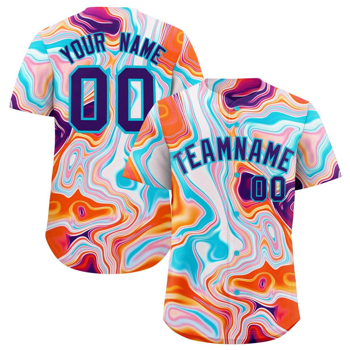 Custom Multi Color Split Fashion Fluid Pattern Authentic Baseball Jersey| KXKSHOP