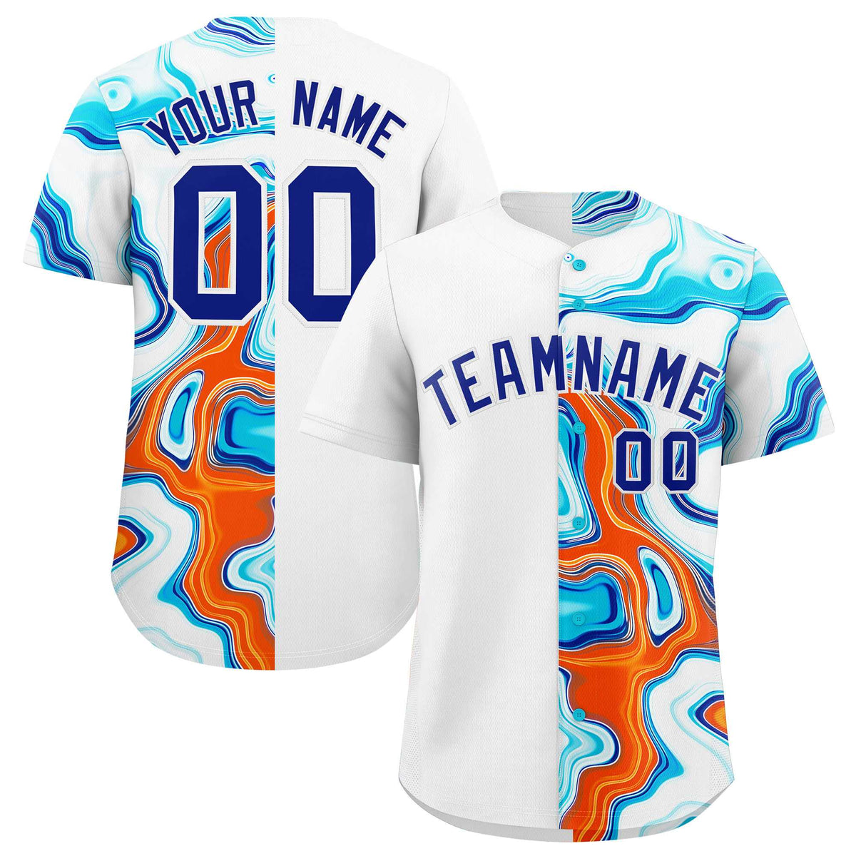 Custom White Split Fashion Fluid Pattern Authentic Baseball Jersey| KXKSHOP