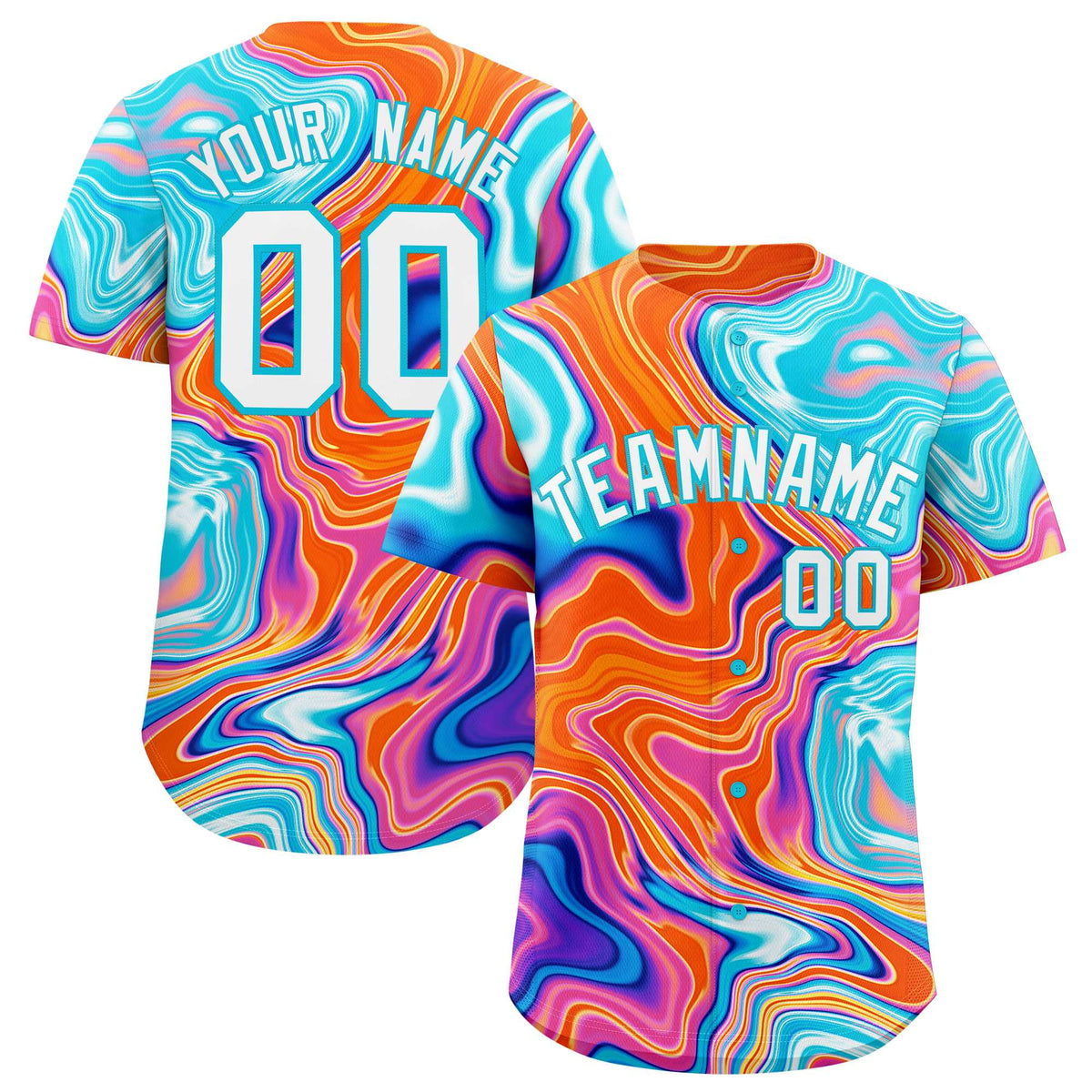 Custom Multi Color Split Fashion Fluid Pattern Authentic Baseball Jersey| KXKSHOP