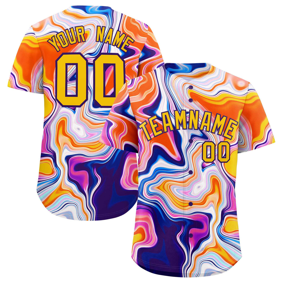 Custom Multi Color Split Fashion Fluid Pattern Authentic Baseball Jersey| KXKSHOP