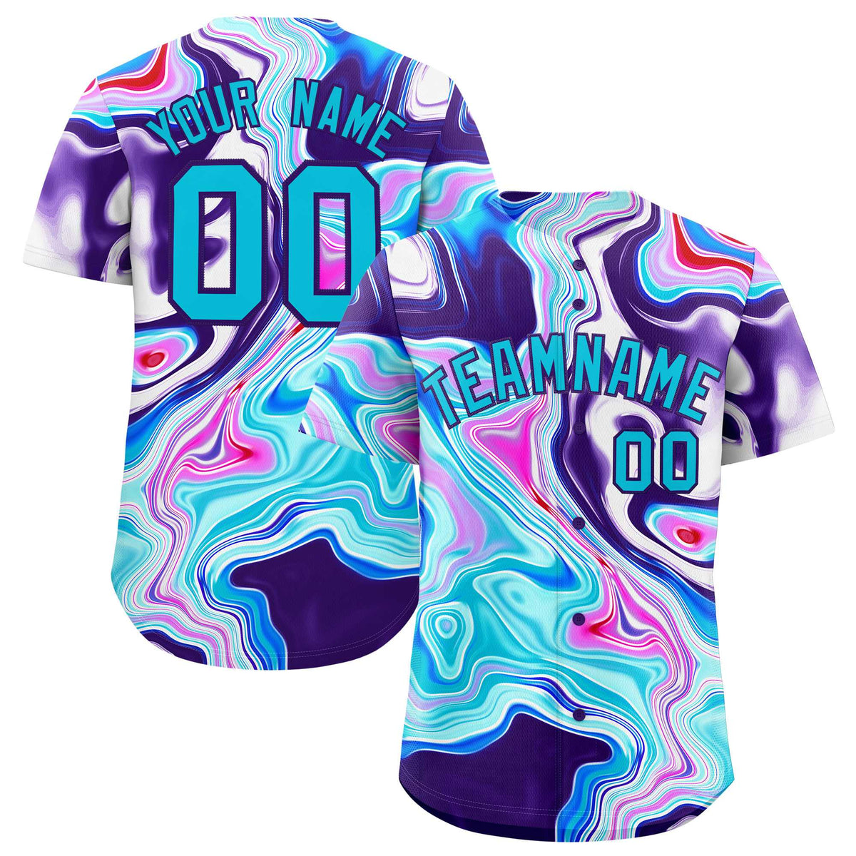 Custom Multi Color Split Fashion Fluid Pattern Authentic Baseball Jersey| KXKSHOP