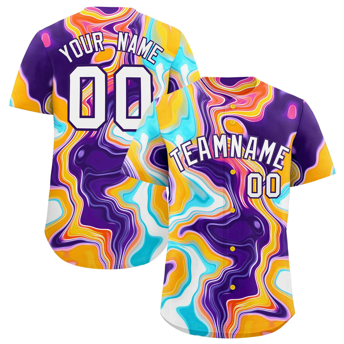 Custom Multi Color Split Fashion Fluid Pattern Authentic Baseball Jersey| KXKSHOP