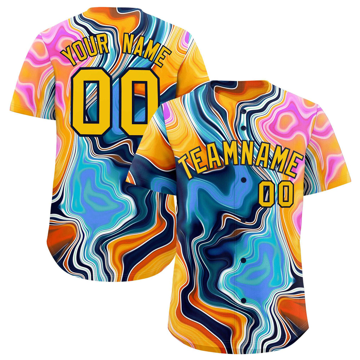 Custom Multi Color Split Fashion Fluid Pattern Authentic Baseball Jersey| KXKSHOP