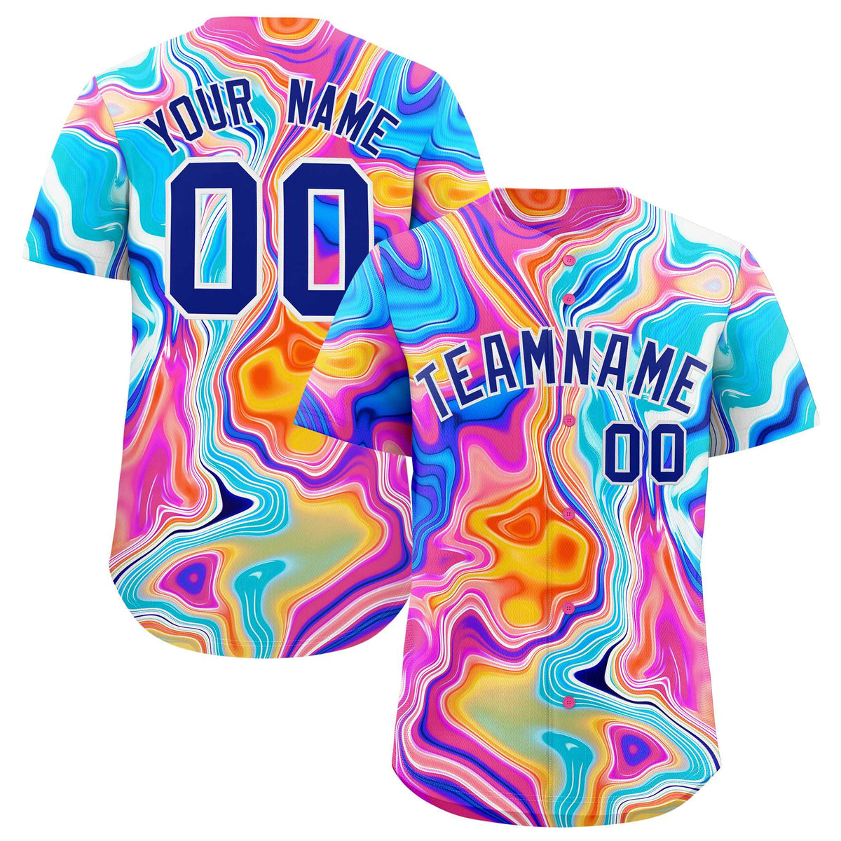 Custom Multi Color Split Fashion Fluid Pattern Authentic Baseball Jersey| KXKSHOP