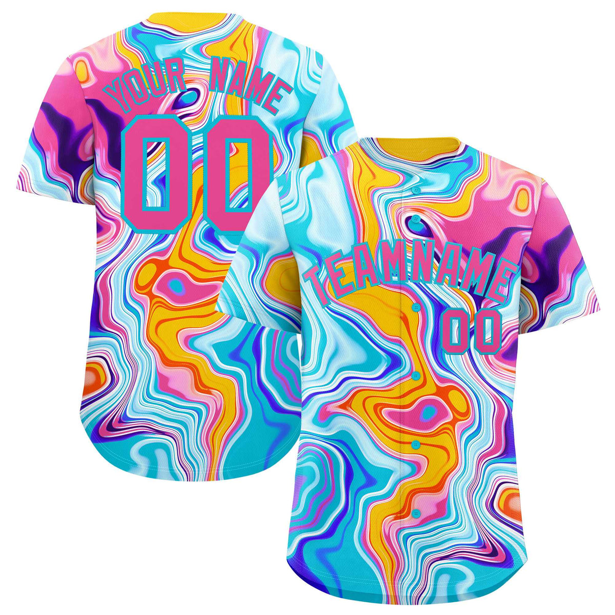 Custom Multi Color Split Fashion Fluid Pattern Authentic Baseball Jersey| KXKSHOP