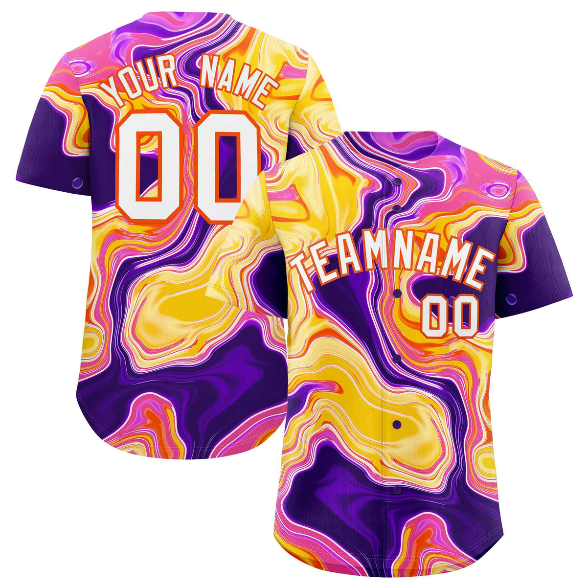 Custom Multi Color Split Fashion Fluid Pattern Authentic Baseball Jersey| KXKSHOP