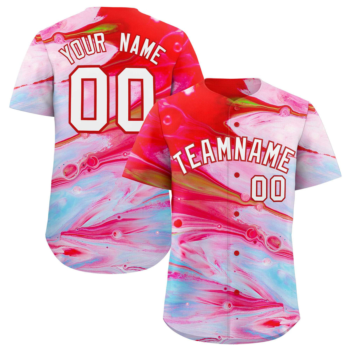 Custom Multi Color Split Fashion Fluid Pattern Authentic Baseball Jersey| KXKSHOP