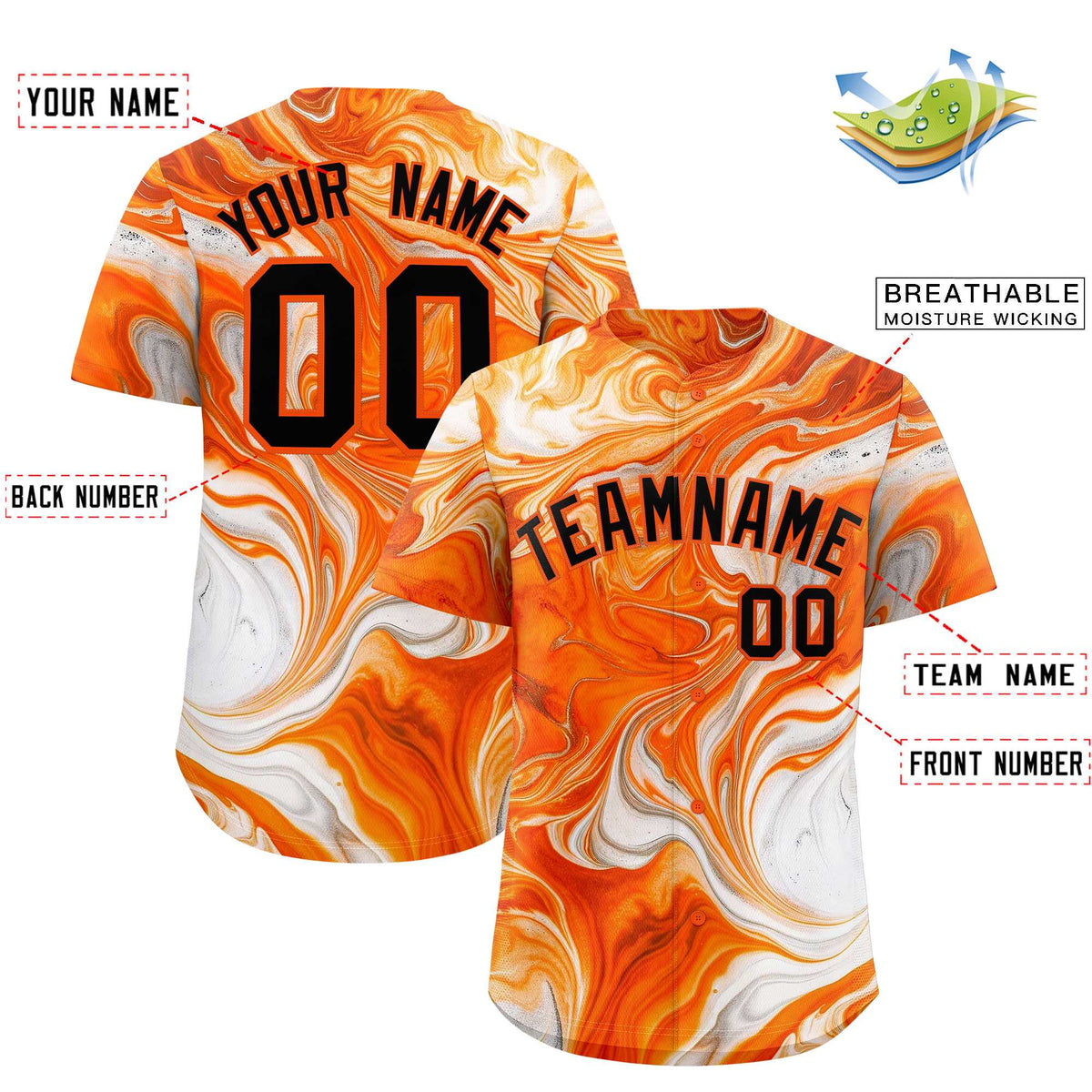 Custom Multi Color Split Fashion Fluid Pattern Authentic Baseball Jersey| KXKSHOP