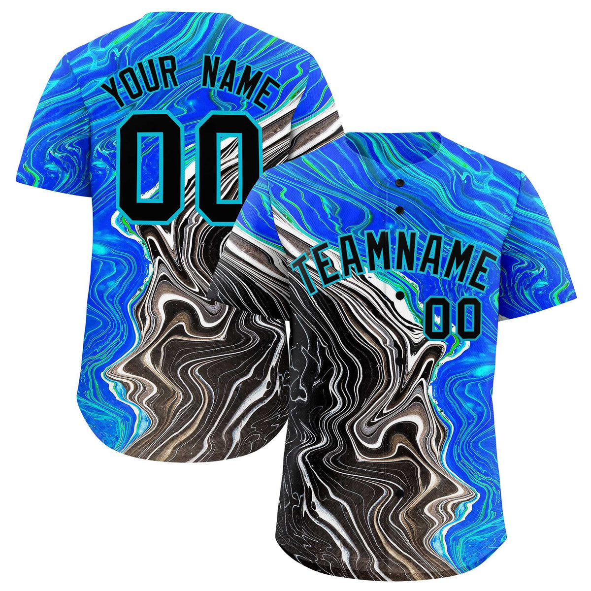 Custom Multi Color Split Fashion Fluid Pattern Authentic Baseball Jersey| KXKSHOP