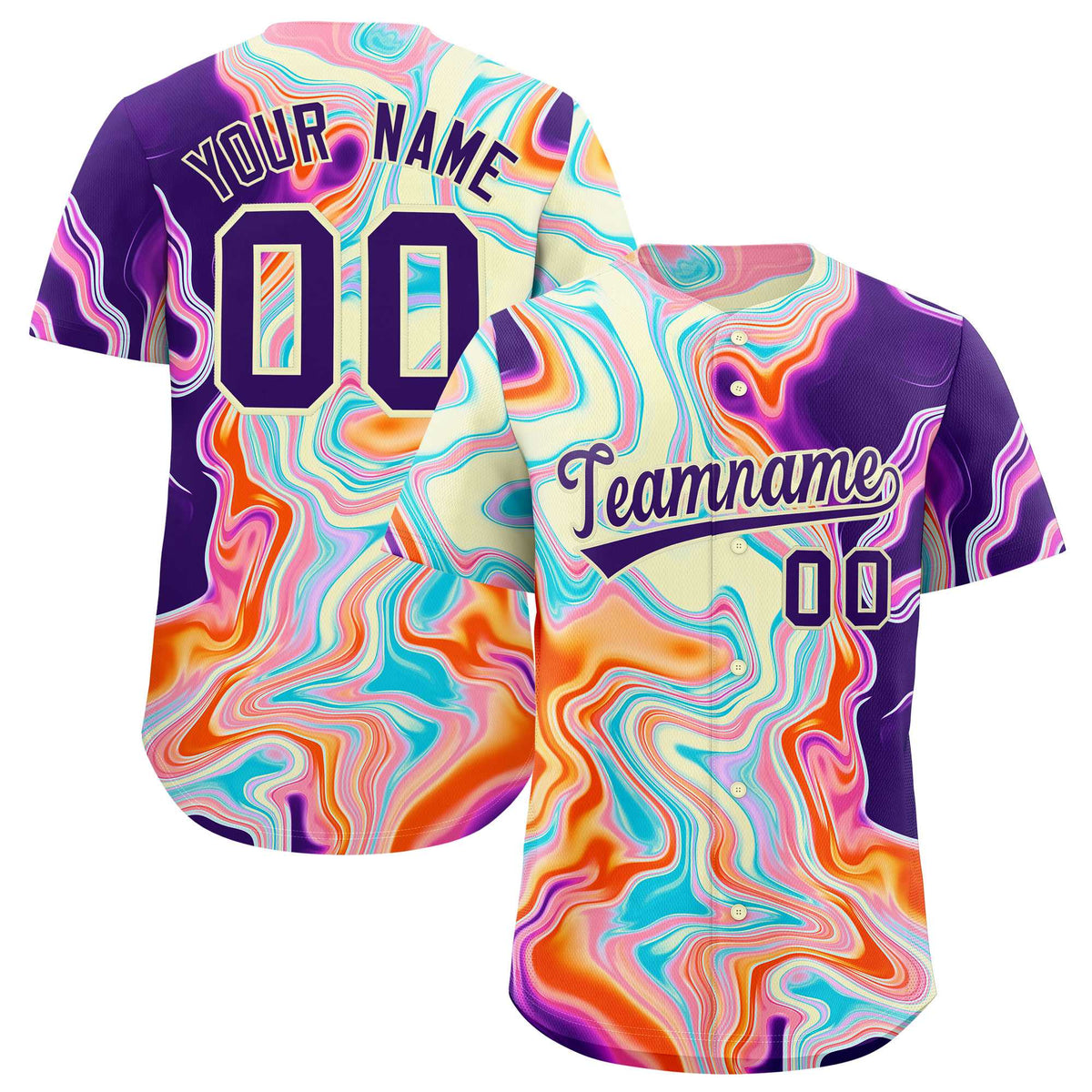 Custom Multi Color Split Fashion Fluid Pattern Authentic Baseball Jersey| KXKSHOP
