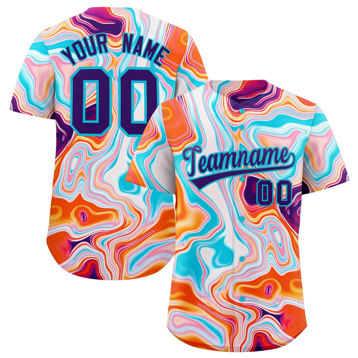 Custom Multi Color Split Fashion Fluid Pattern Authentic Baseball Jersey| KXKSHOP