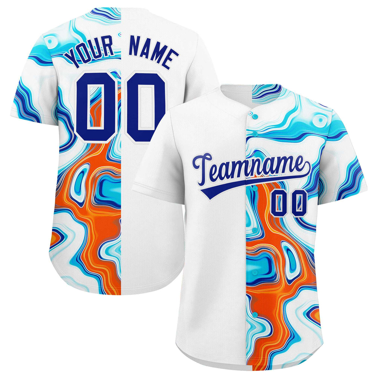 Custom White Split Fashion Fluid Pattern Authentic Baseball Jersey| KXKSHOP