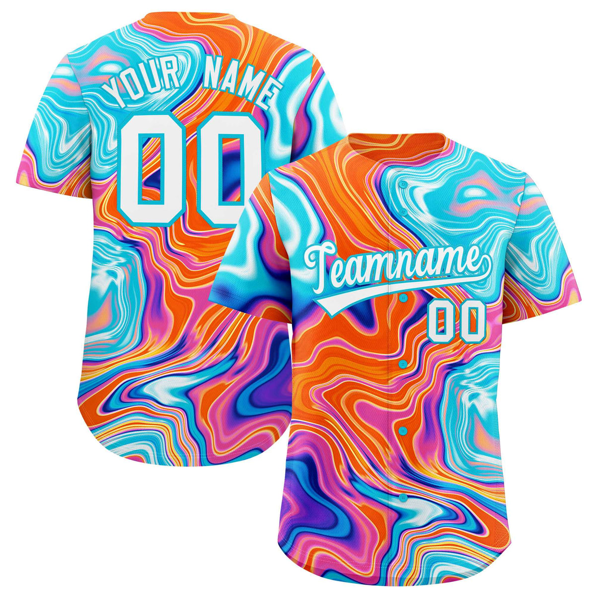 Custom Multi Color Split Fashion Fluid Pattern Authentic Baseball Jersey| KXKSHOP