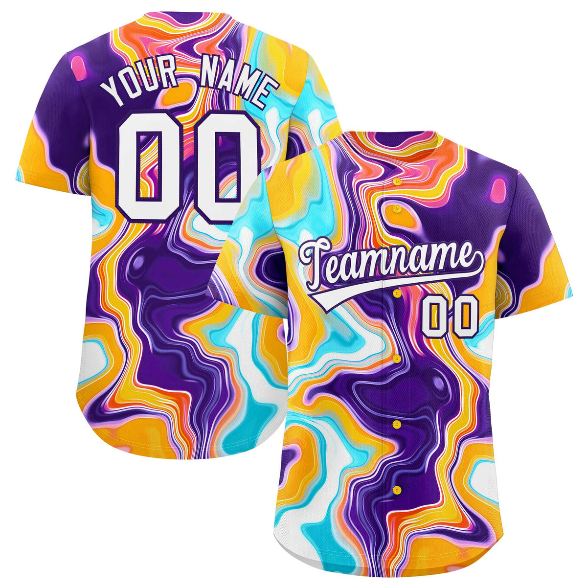 Custom Multi Color Split Fashion Fluid Pattern Authentic Baseball Jersey| KXKSHOP