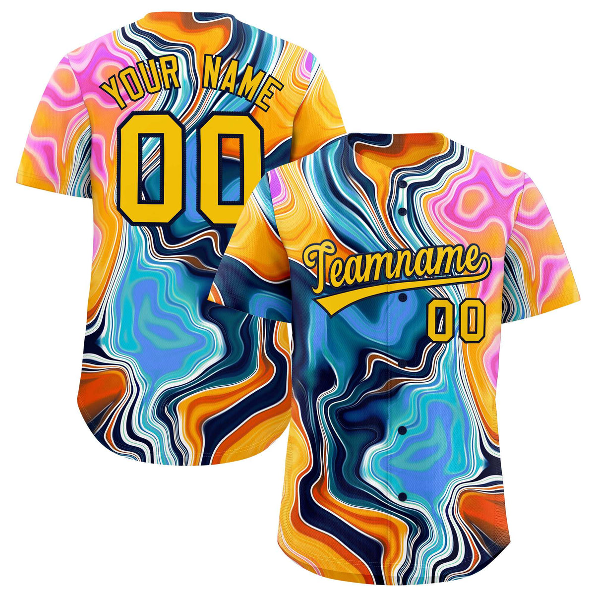 Custom Multi Color Split Fashion Fluid Pattern Authentic Baseball Jersey| KXKSHOP
