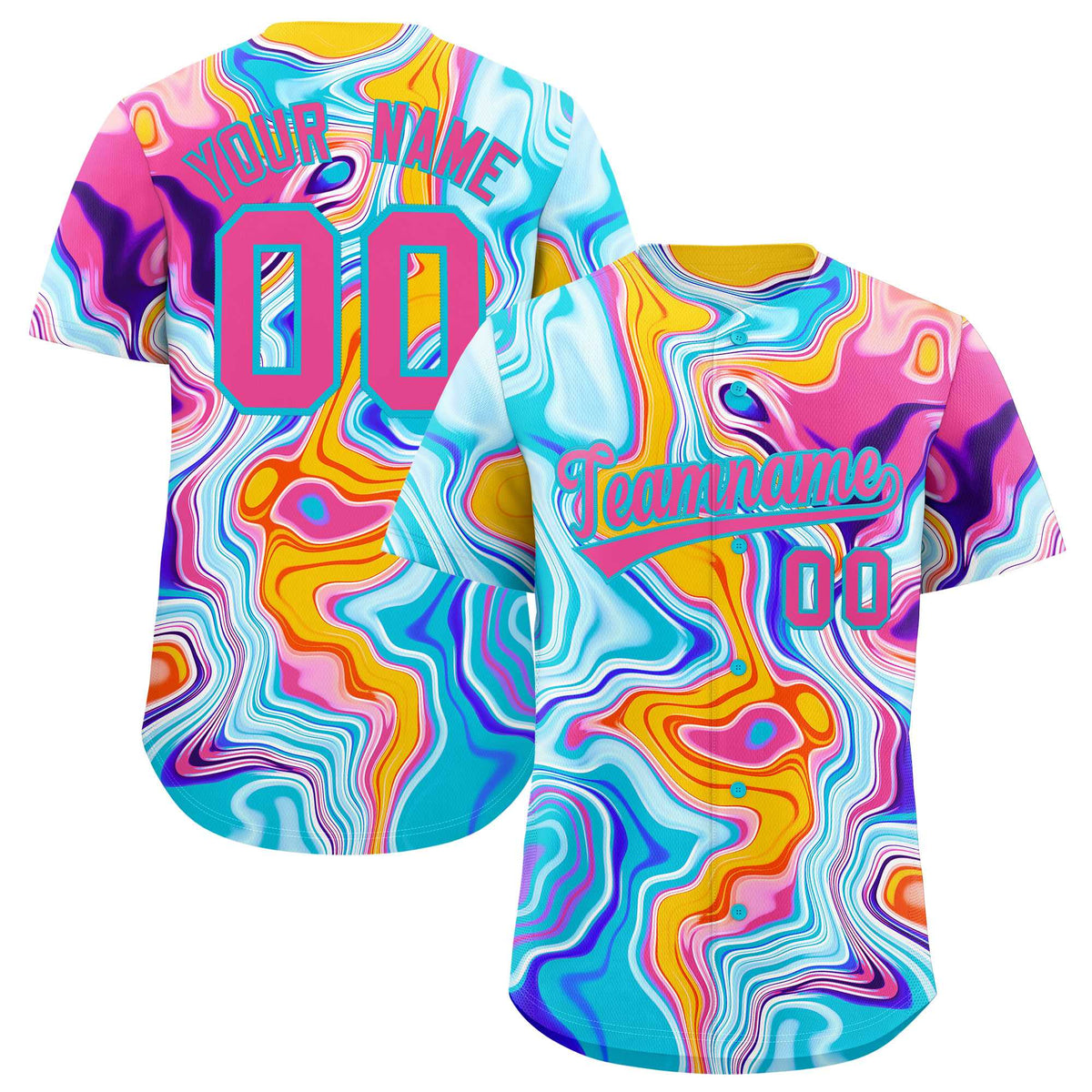Custom Multi Color Split Fashion Fluid Pattern Authentic Baseball Jersey| KXKSHOP