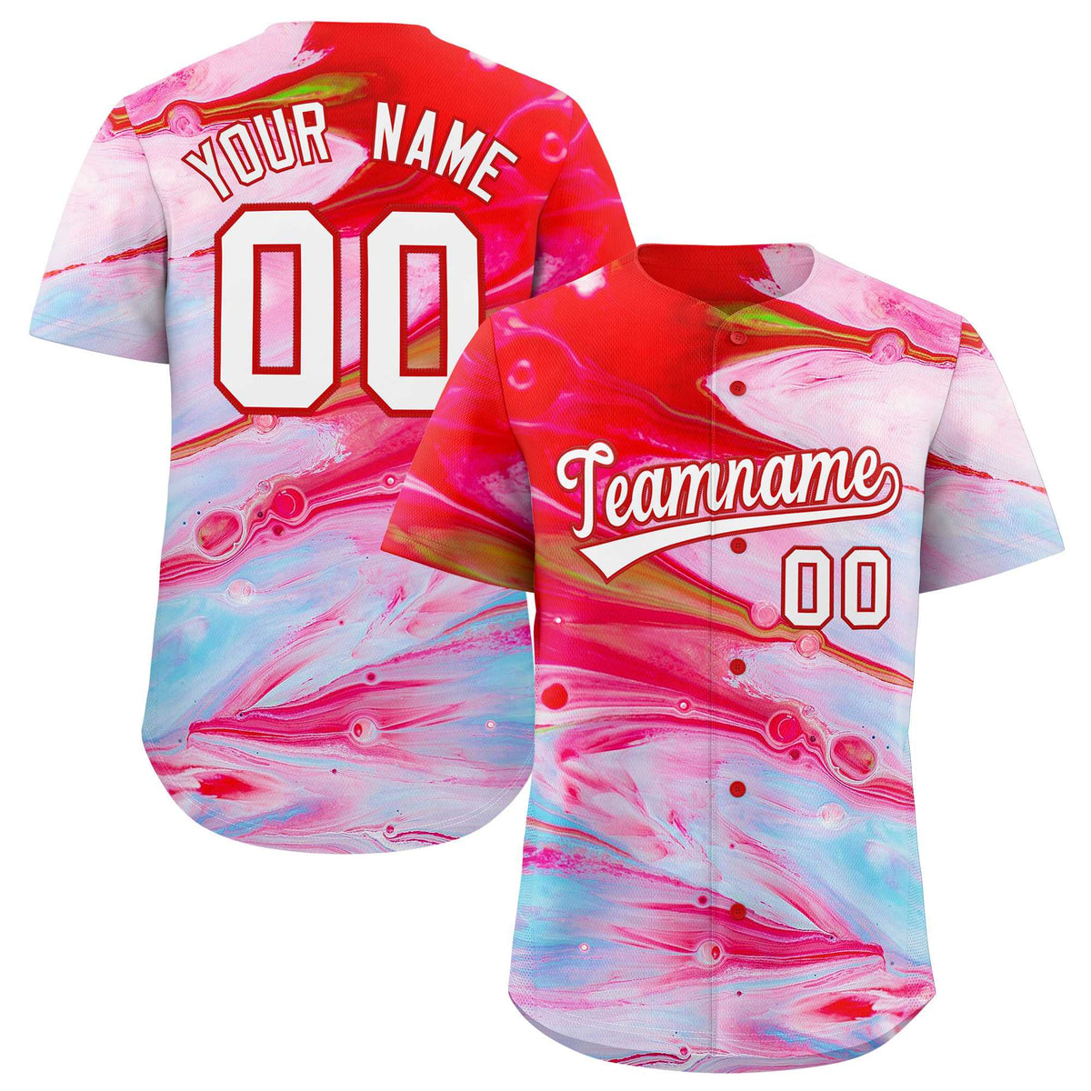 Custom Multi Color Split Fashion Fluid Pattern Authentic Baseball Jersey| KXKSHOP