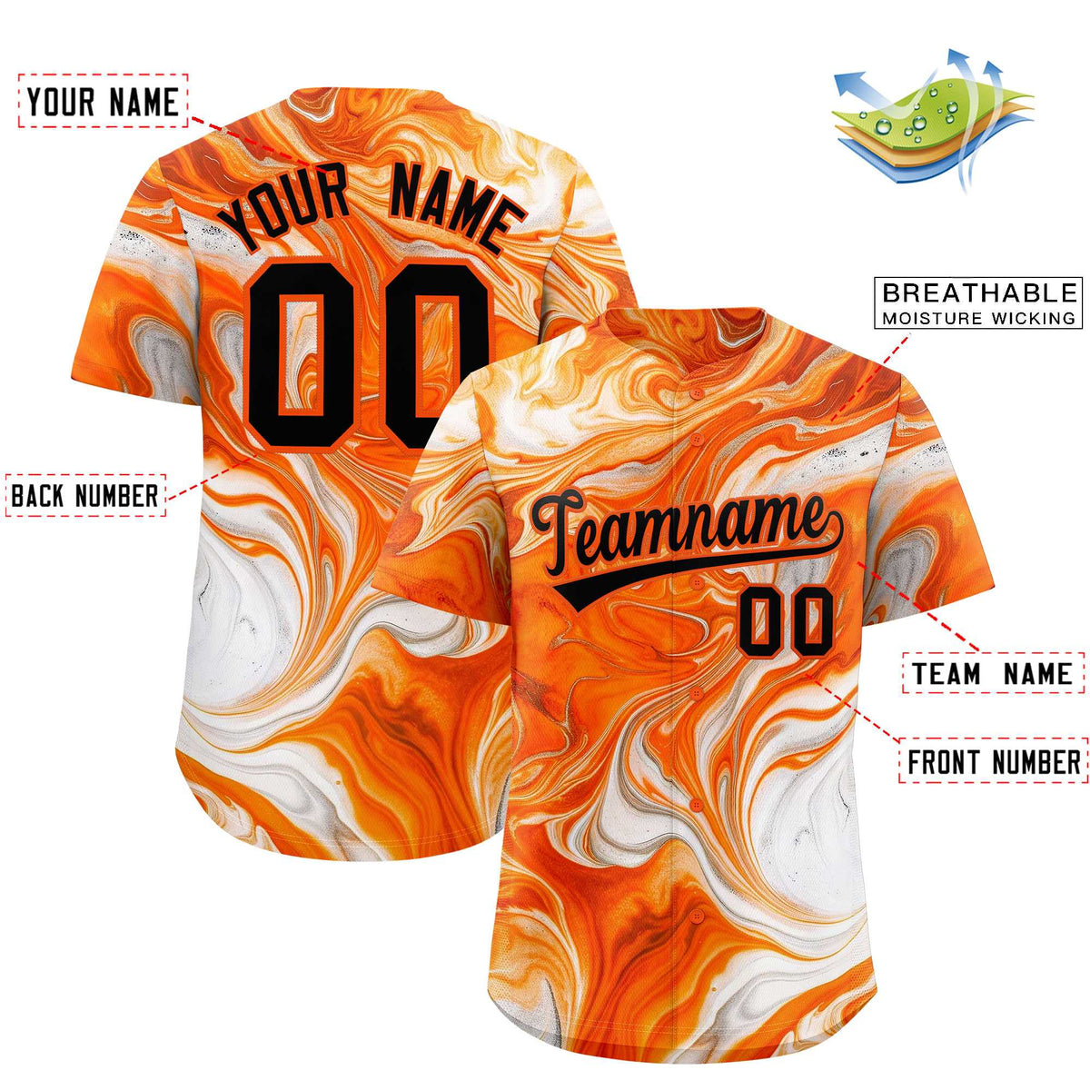 Custom Multi Color Split Fashion Fluid Pattern Authentic Baseball Jersey| KXKSHOP