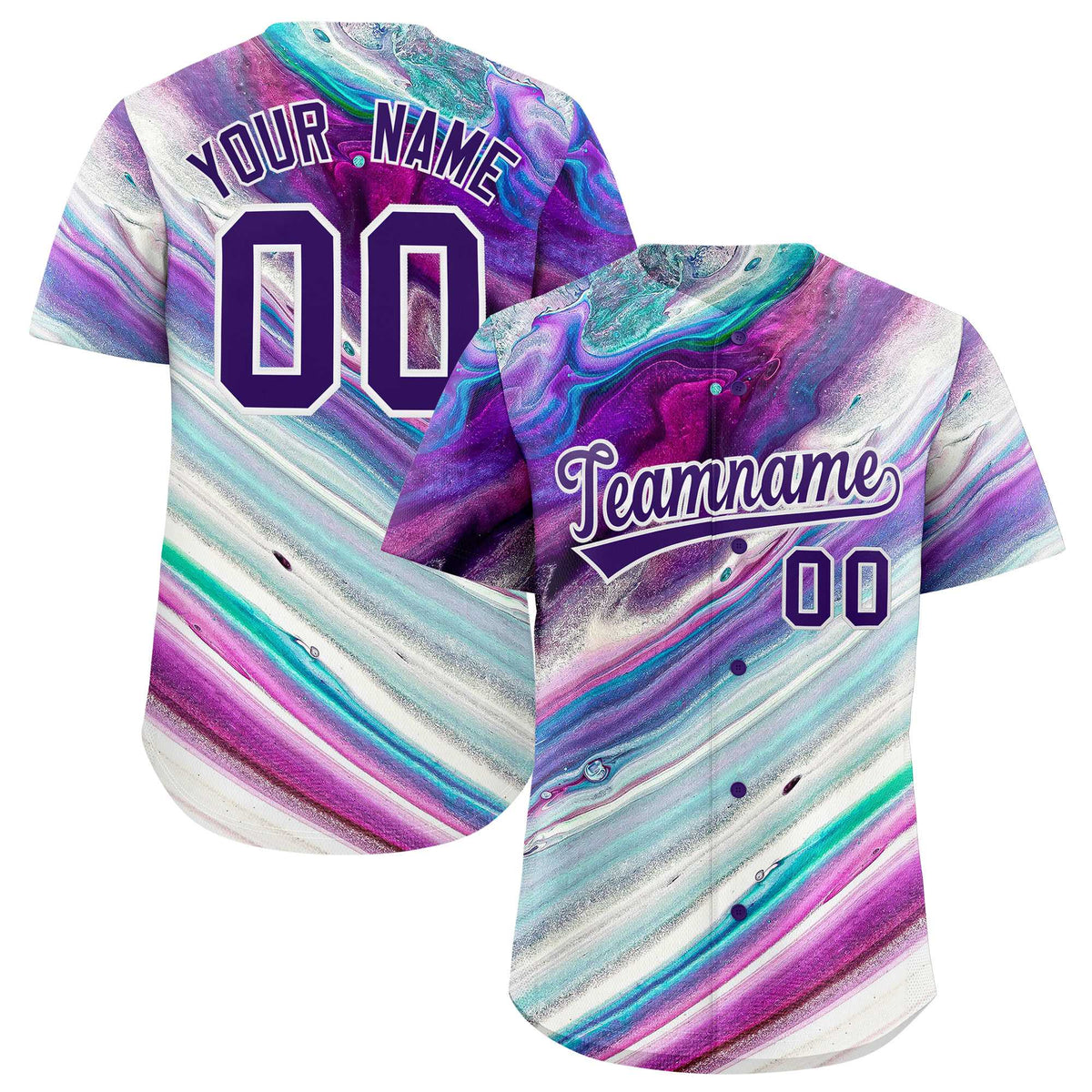 Custom Multi Color Split Fashion Fluid Pattern Authentic Baseball Jersey| KXKSHOP