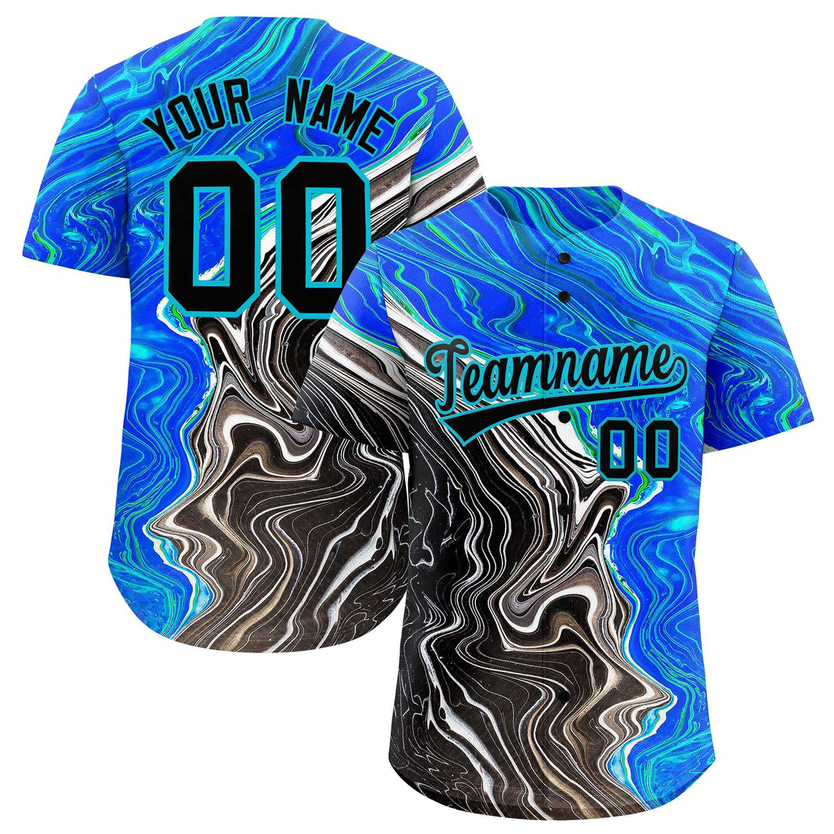 Custom Multi Color Split Fashion Fluid Pattern Authentic Baseball Jersey| KXKSHOP