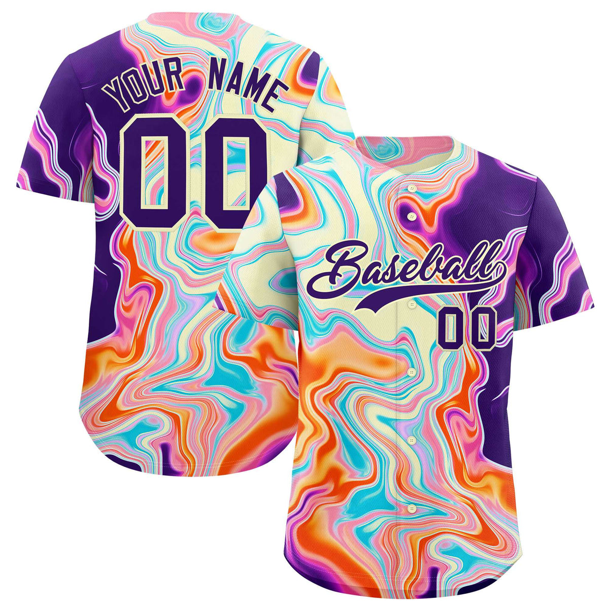 Custom Multi Color Split Fashion Fluid Pattern Authentic Baseball Jersey| KXKSHOP