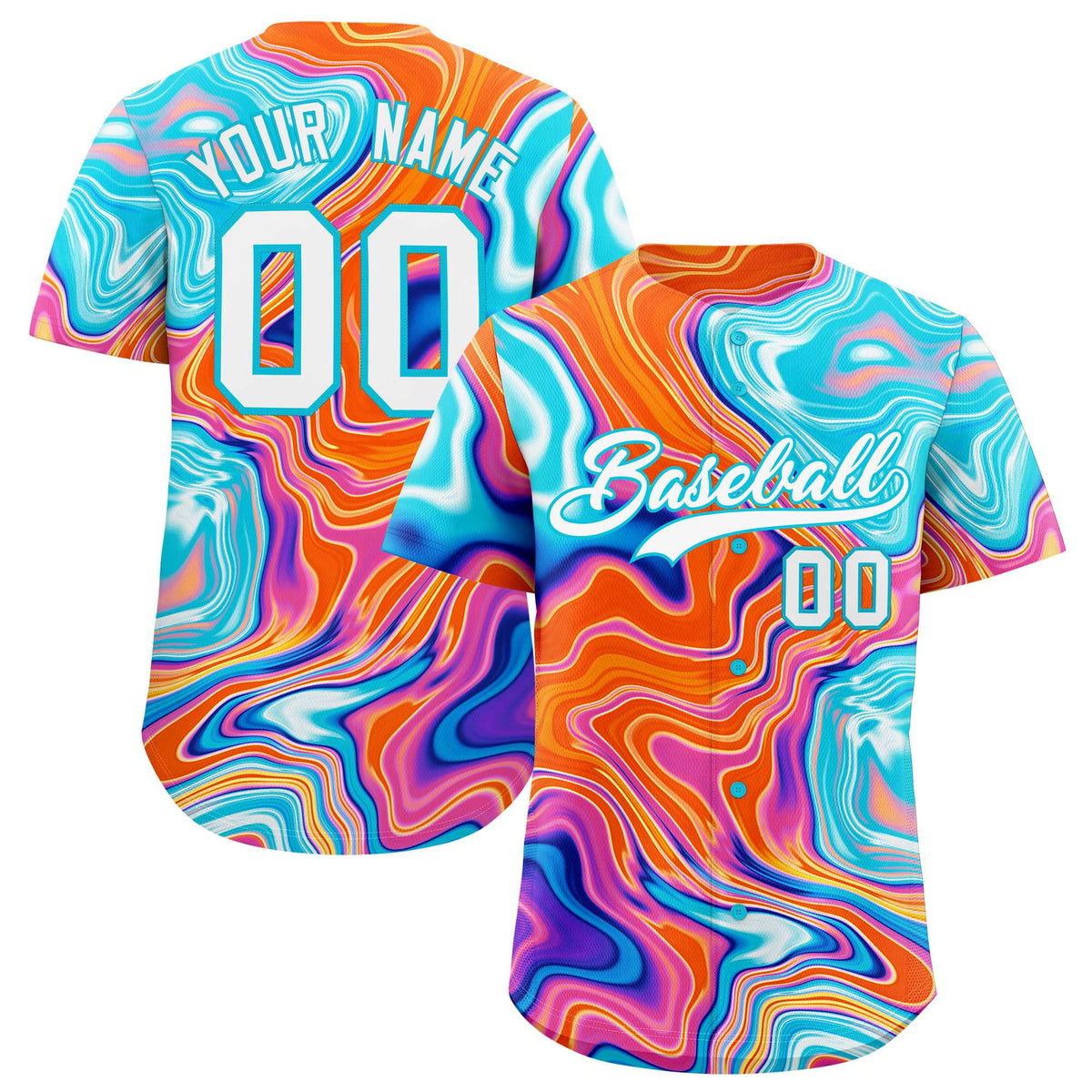 Custom Multi Color Split Fashion Fluid Pattern Authentic Baseball Jersey| KXKSHOP
