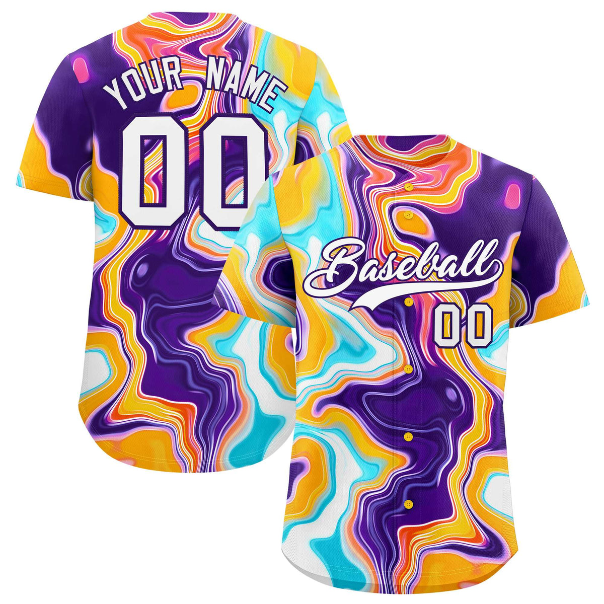 Custom Multi Color Split Fashion Fluid Pattern Authentic Baseball Jersey| KXKSHOP