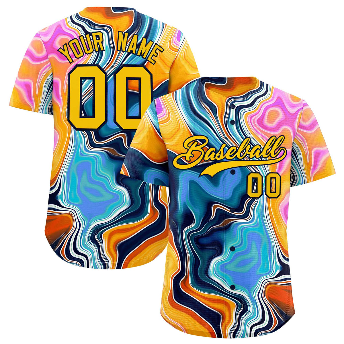 Custom Multi Color Split Fashion Fluid Pattern Authentic Baseball Jersey| KXKSHOP