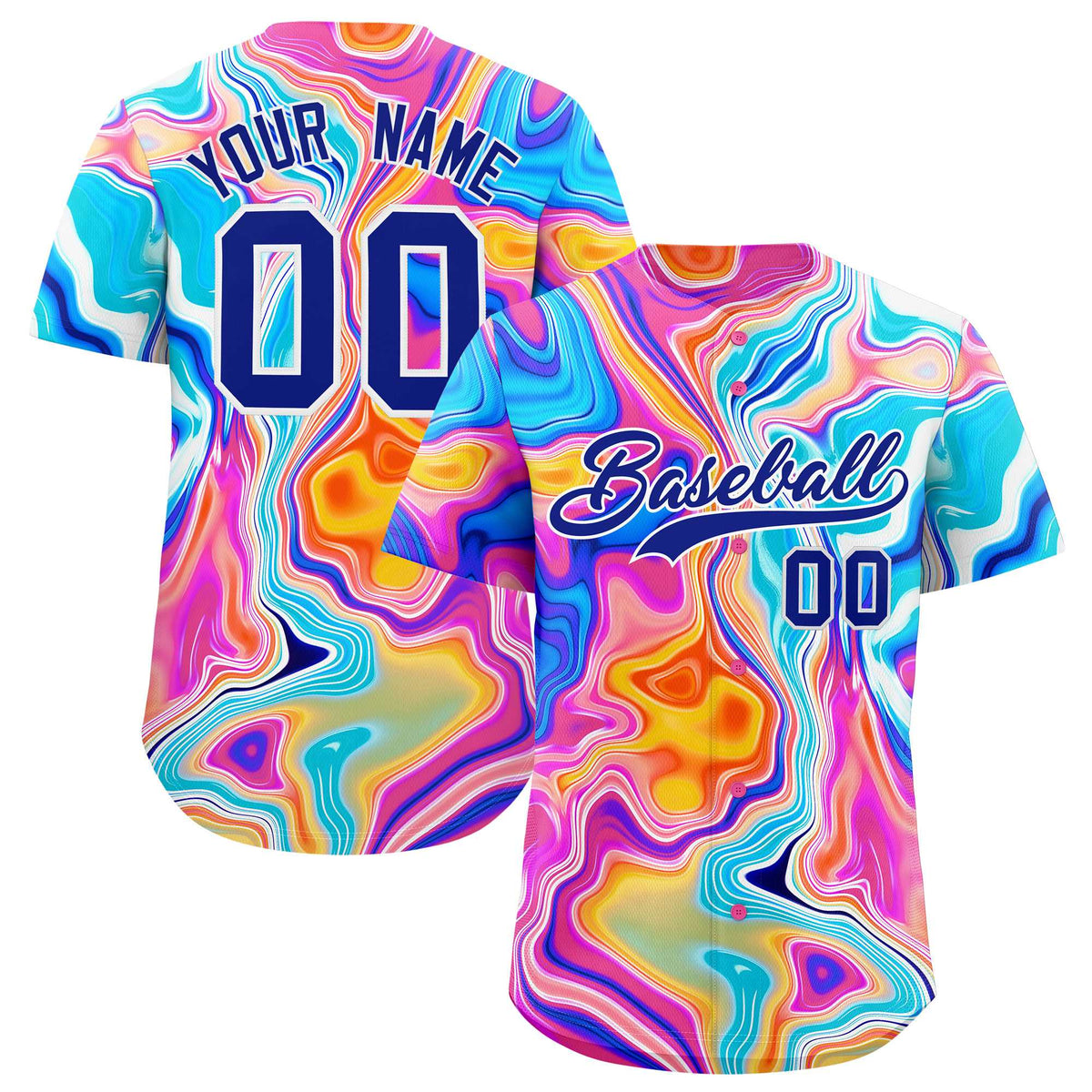 Custom Multi Color Split Fashion Fluid Pattern Authentic Baseball Jersey| KXKSHOP