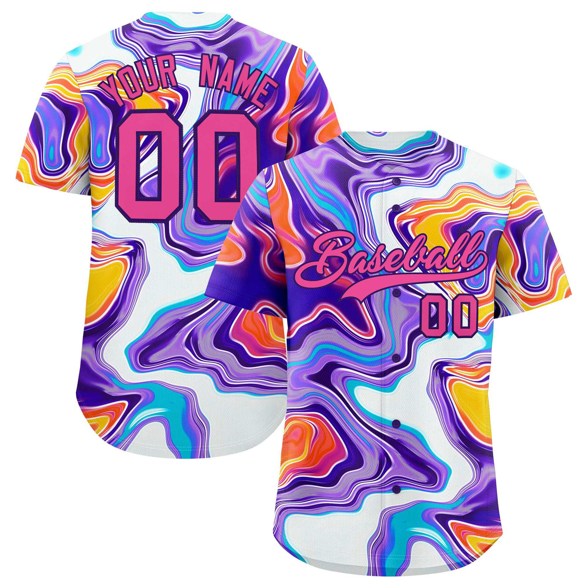 Custom Multi Color Split Fashion Fluid Pattern Authentic Baseball Jersey| KXKSHOP