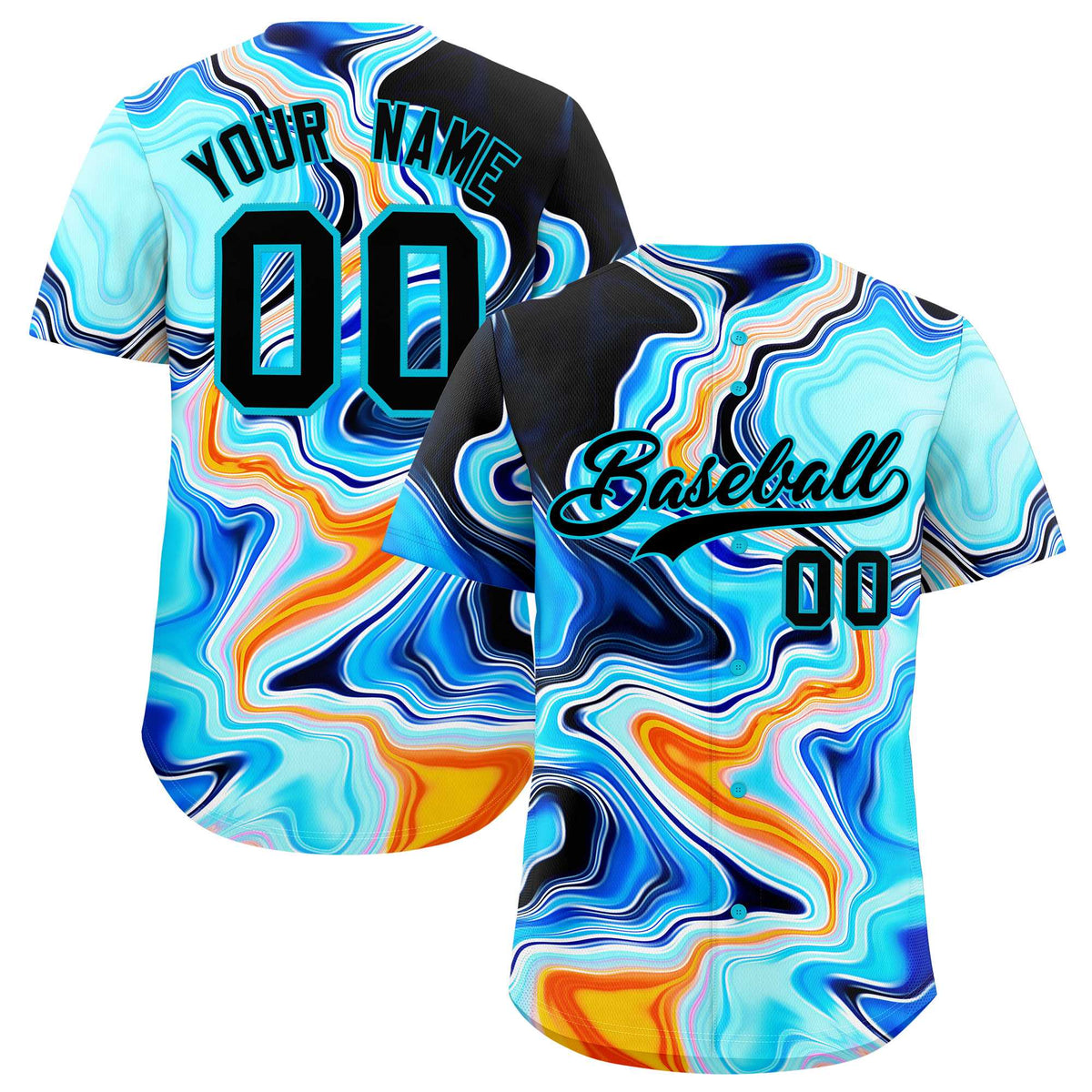 Custom Multi Color Split Fashion Fluid Pattern Authentic Baseball Jersey| KXKSHOP