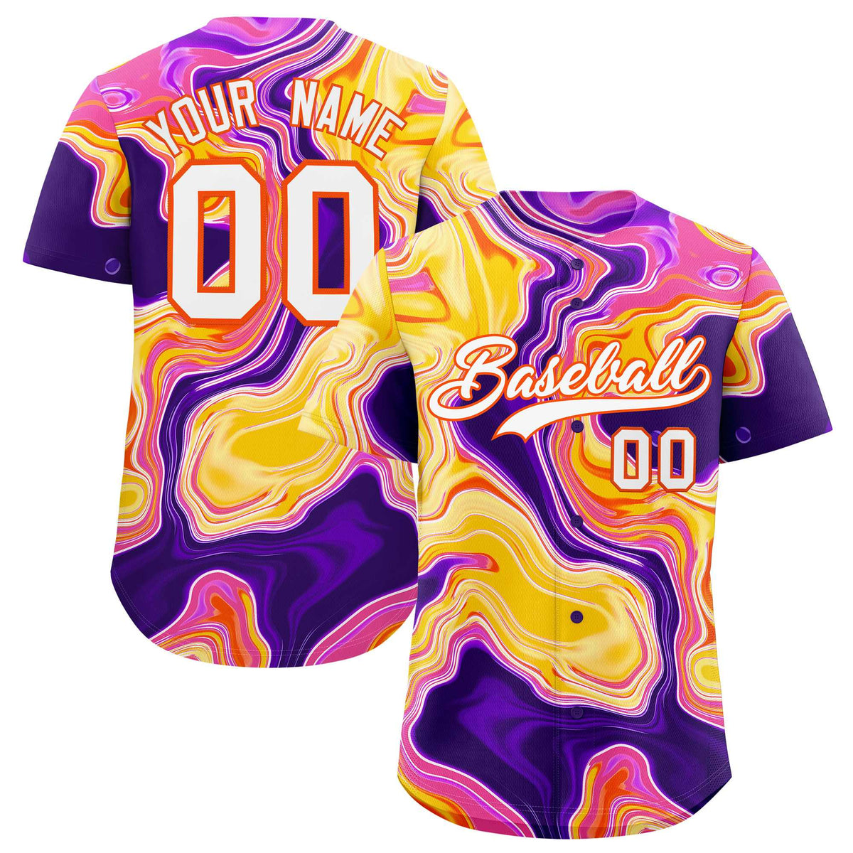 Custom Multi Color Split Fashion Fluid Pattern Authentic Baseball Jersey| KXKSHOP
