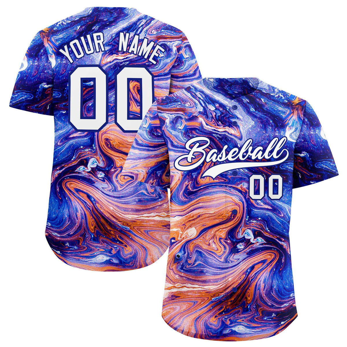 Custom Multi Color Split Fashion Fluid Pattern Authentic Baseball Jersey| KXKSHOP