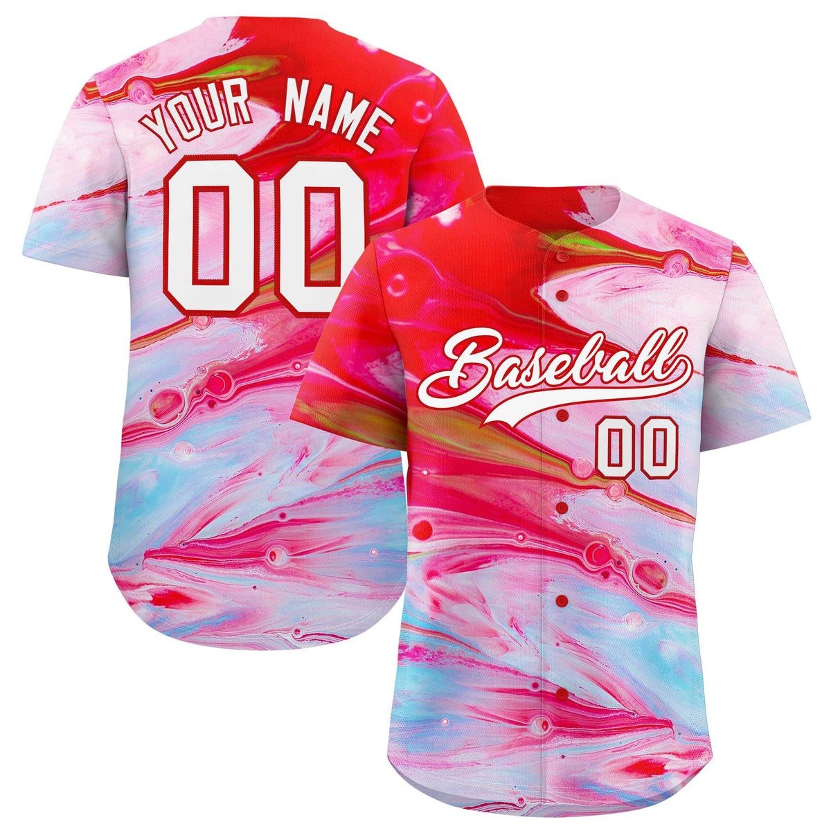 Custom Multi Color Split Fashion Fluid Pattern Authentic Baseball Jersey| KXKSHOP