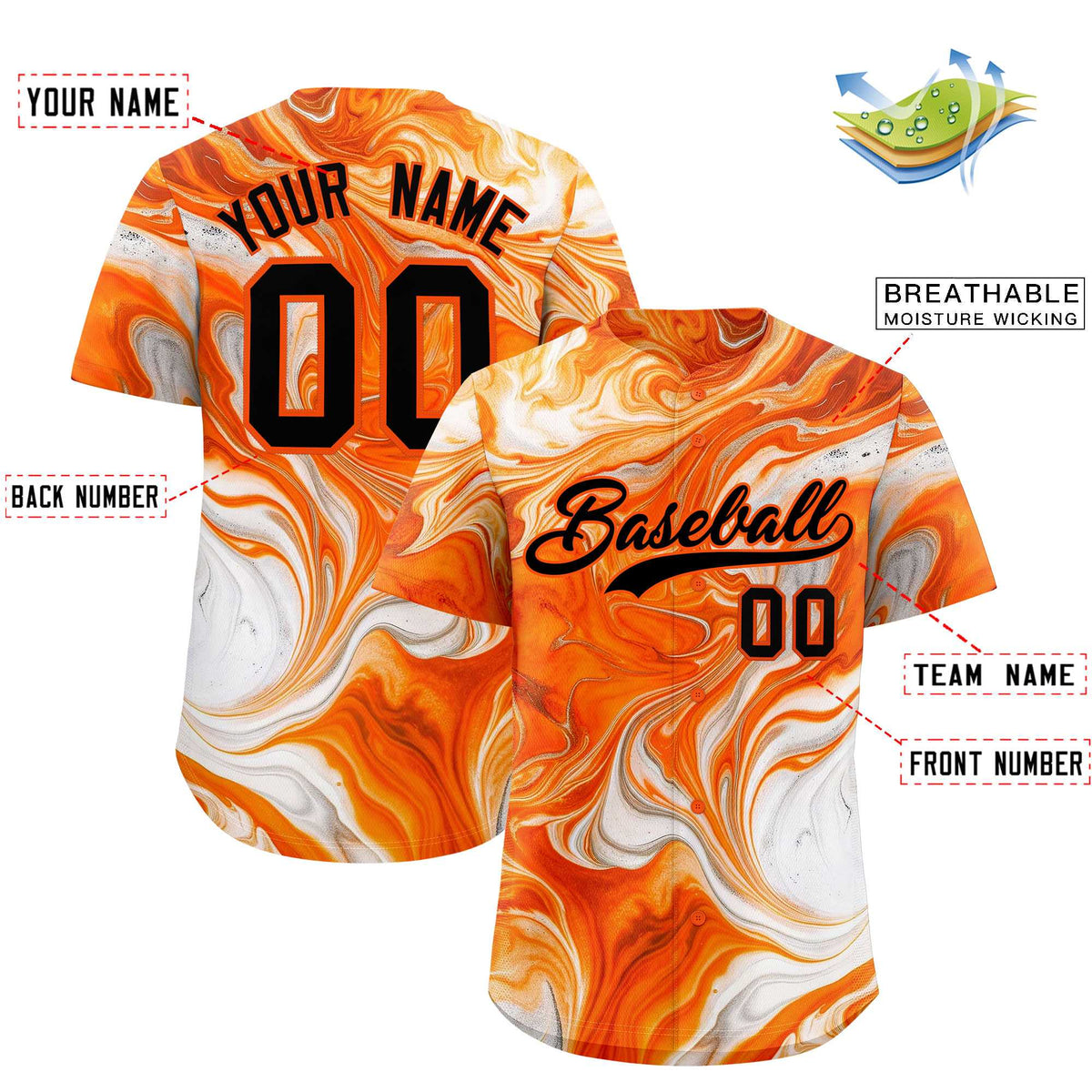 Custom Multi Color Split Fashion Fluid Pattern Authentic Baseball Jersey| KXKSHOP