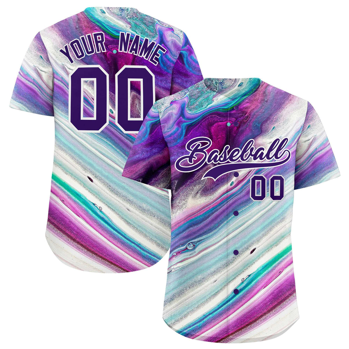 Custom Multi Color Split Fashion Fluid Pattern Authentic Baseball Jersey| KXKSHOP
