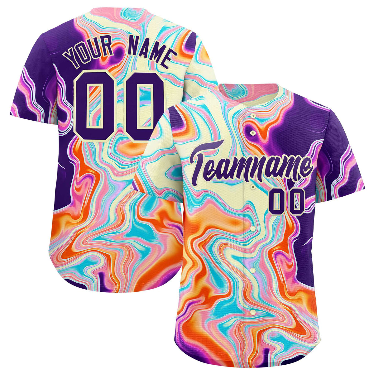 Custom Multi Color Split Fashion Fluid Pattern Authentic Baseball Jersey| KXKSHOP