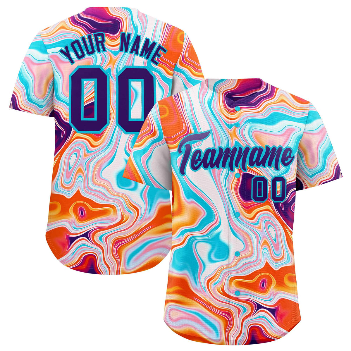 Custom Multi Color Split Fashion Fluid Pattern Authentic Baseball Jersey| KXKSHOP