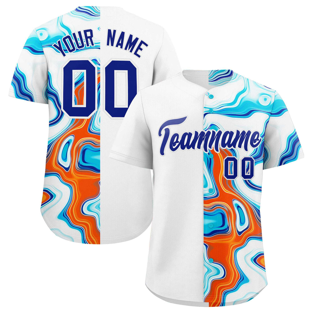 Custom White Split Fashion Fluid Pattern Authentic Baseball Jersey| KXKSHOP