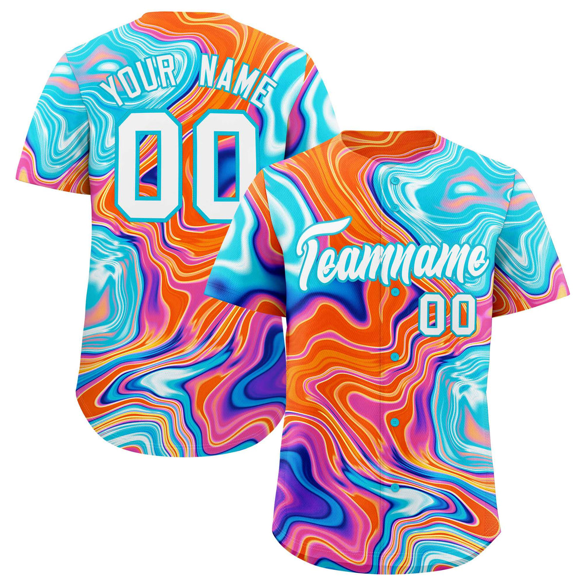 Custom Multi Color Split Fashion Fluid Pattern Authentic Baseball Jersey| KXKSHOP